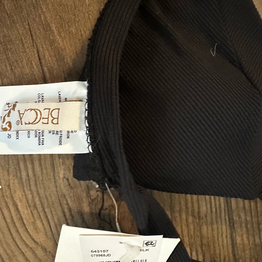 BECCA Black Ribbed Swimwear Top